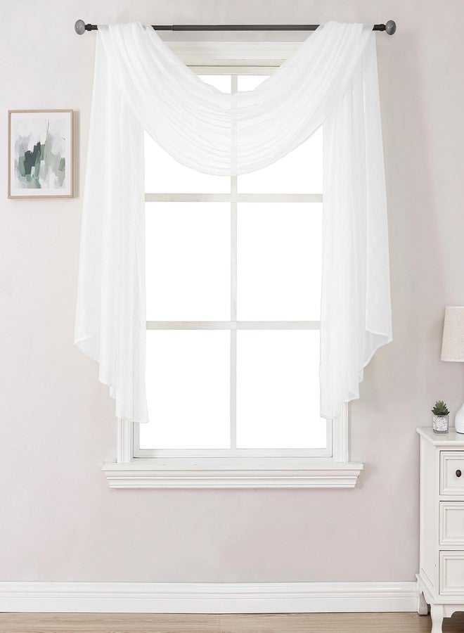 DONREN 144 Inches Long Window Scarf for Party - Luxury Soft Semi Sheer Scarf Valance for Wedding (1 Panel,White) - Image 1